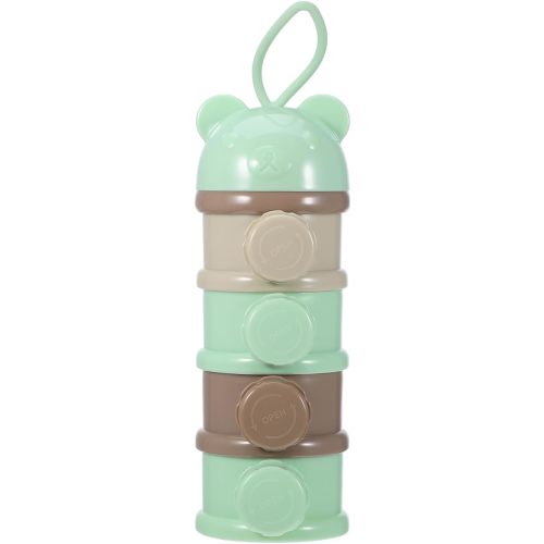 Formula Dispenser: 4 Compartments Stackable Formula Container for Travel - Portable Baby Milk Powder & Snack Storage Box, Light Green Leak Proof