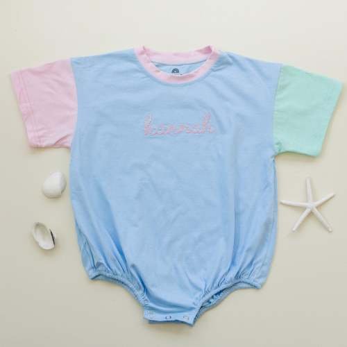 Custom Embroidered Spring Baby Colorblock T-Shirt Romper | Little Joy Co.