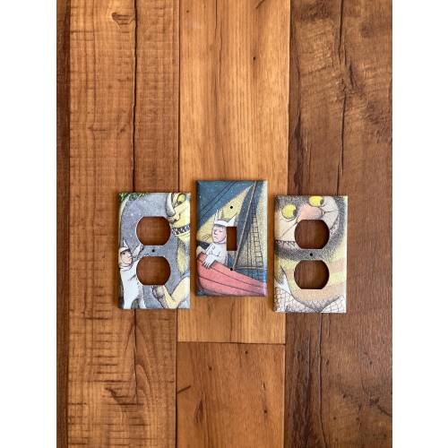 Where the Wild Things Are Light Switch and Electrical Outlet Covers, Max and the Monsters, Upcycled