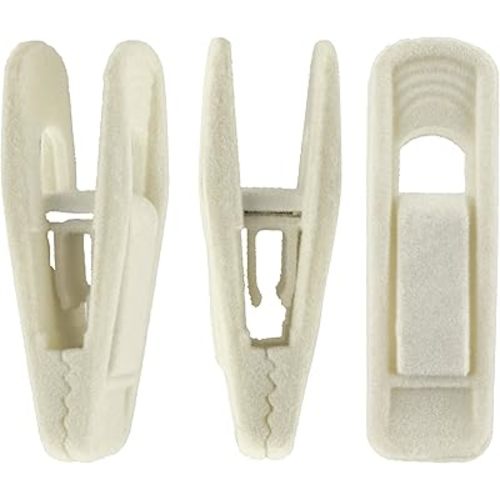Velvet Hangers Clips, 20 Pack Ivory Pants Hanger Velvet Clips, Strong Hanger Clips Perfect for Thin Felt Hangers