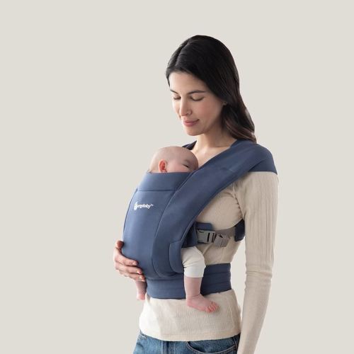Ergobaby Embrace Baby Sling Carrier Newborn to Toddler - Breathable Baby Carriers for Summer - Sling Wrap Carrier with Hip Seat - Cozy Newborn Essentials (7-25 Pounds), Ponte Knit, Soft Navy