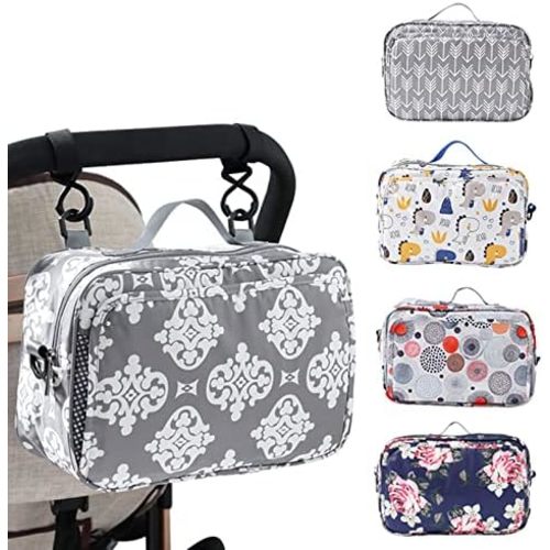 Diaper Bag Baby Stroller Bag Caddy Organizer for Baby Storage On the Go with Muti Pockets, Non-Slip Stroller Hooks and Adjustable Strap