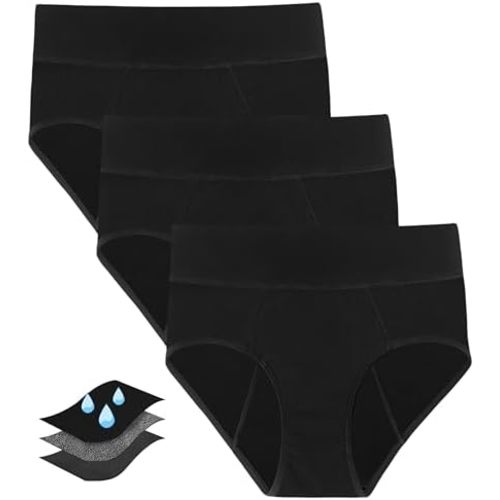 Period Underwear For Women, Leak-Proof 2.0, Heavy Flow, High Waisted, Postpartum, Menstrual Briefs, 3 Pack