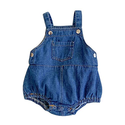 HOOLCHEAN Baby Boy or Girl Denim Bodysuit with Straps Infant Cotton Jeans Romper