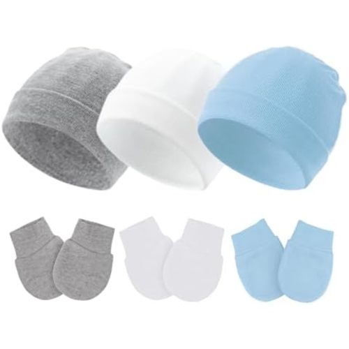 Baby Hats and Mittens Newborn Hats Gloves Infant Beanie Soft Cap Mitten Sets for 0-6 Months Boys Girls