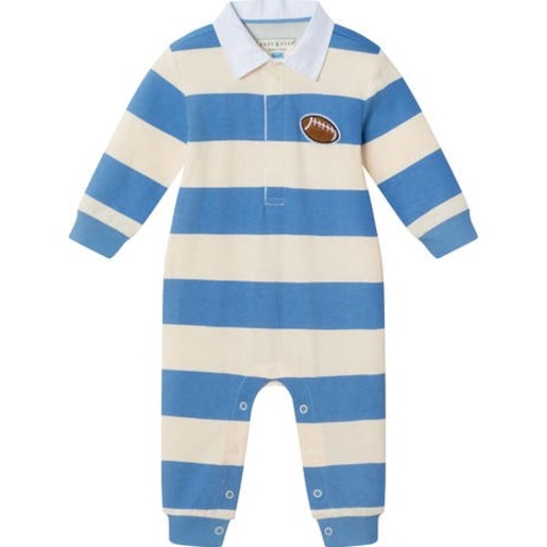 Stripe Stretch Cotton Polo Romper