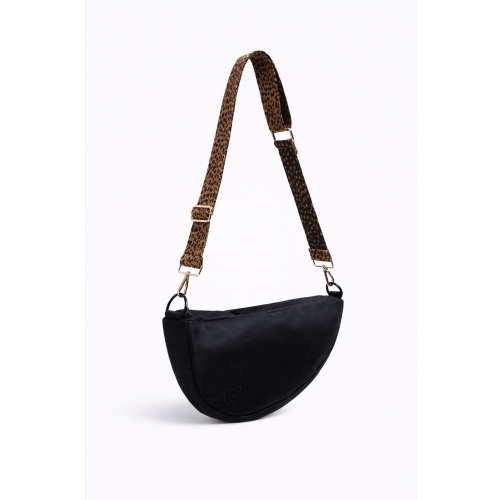 Black with Leopard Strap - Sling Diaper Bag | Crossbody Compact Diaper Bag | citymouse
