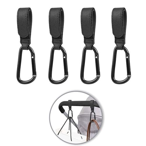Go Pal 4 Pack Stroller Hooks for Bags, Baby Stroller Clips and Hooks Carry 33lbs Per Stroller Hook, Adjustable Stroller Carabiner Clip for UPPAbaby, DOONA, Baby Jogger, Britax, Chicco