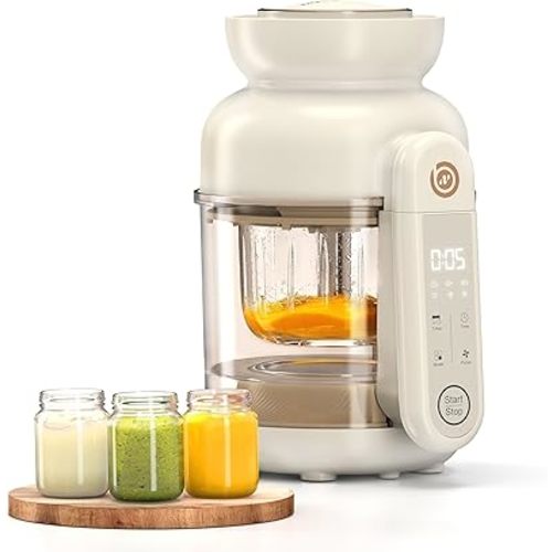 BabyNutri Auto Baby Food Maker, Glass Baby Food Mill, Baby Blender & Steamer and Puree Maker with Auto Cooking, Easy Cleaning, Touch Screen, Dishwasher Safe(12oz)