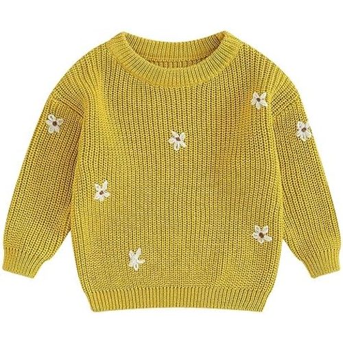 Mubineo Baby Girl Winter Clothes Cute Flower Sweater Crewneck Pullover Long Sleeve Knit Newborn Infant Sweaters