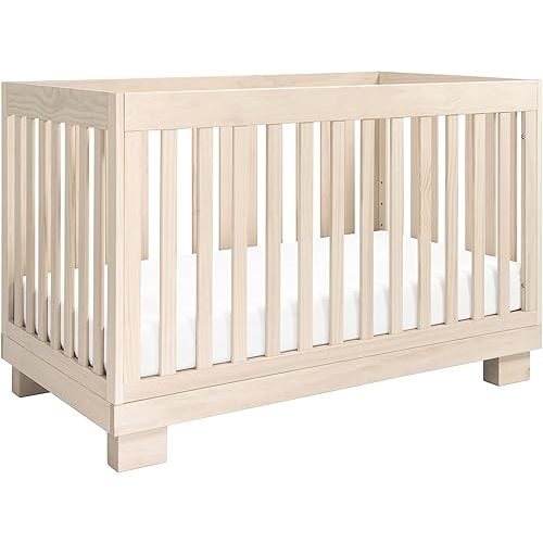 babyletto Modo 3-in-1 Convertible Crib with Toddler Bed Conversion Kit in Washed Natural, Greenguard Gold Certified