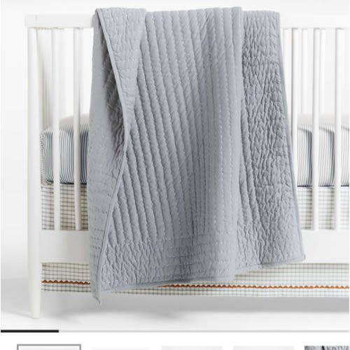 Baby's First Blue Organic Cotton Heathered Jersey Baby Crib Quilt
