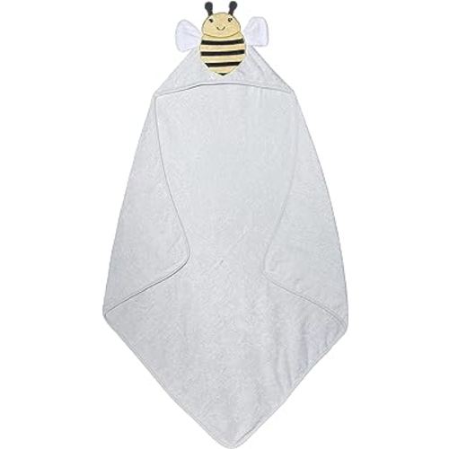 Hudson Baby Cotton Animal Face Hooded Towel, Bee - Hudson