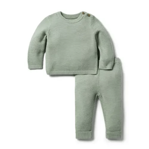 Newborn Sage Baby Textured Matching Set by Janie and Jack
