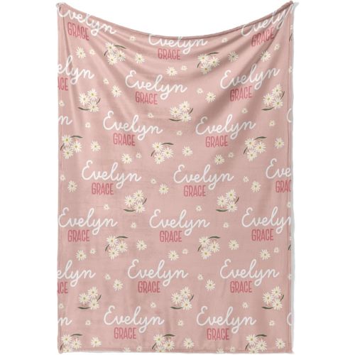 Personalized Baby Blanket, Pink Daisy Blanket, Newborn Girl Gifts, New Mom Gifts, Minky Fabric, Custom Baby Blankets, Floral Throw Blankets, Pink Daisy, 30x40(Small)