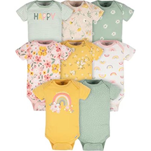 Gerber Baby-Girls 8-Pack Short Sleeve Onesies Bodysuits