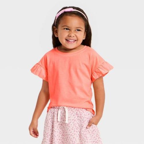 Toddler Girls' Short Sleeve Ruffle T-Shirt - Cat & Jackâ„¢ Pink 3T