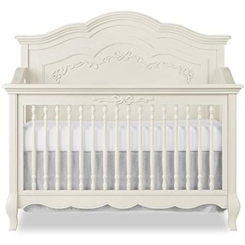 Evolur Aurora 5-in-1 Convertible Crib, Ivory Lace, Greenguard Gold Certified
