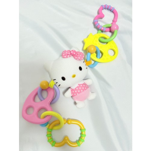 Sanrio Hello Kitty Chain Plush Rattle Teether Stroller Crib Toy Japan NEW