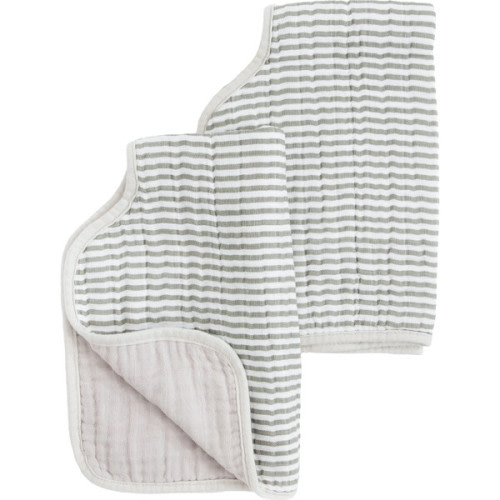 Cotton Muslin Burp Cloth 2 Pack - Grey Stripe - Little Unicorn | Maisonette