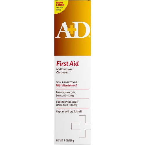 A+D First Aid Multipurpose Healing Ointment - Moisturizing Skin Protectant for Dry Cracked Heels, Elbows, Hands and Lips - Protects Minor Cuts, Burns, & Scrapes – 4 oz Tube