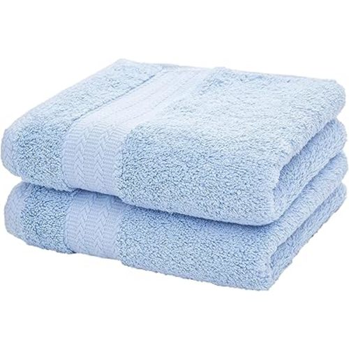 Ultra Thick, Soft & Absorbent Cotton Hand Towels for Bathroom(Blue, 2-Pack, 14" x 29") - Multipurpose Towels for Bath, Gym and Spa with Hanging Loop
