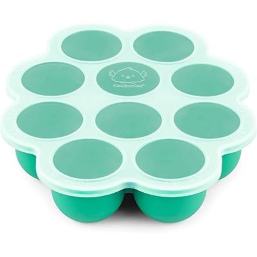 KeaBabies Silicone Baby Food Freezer Tray with Clip-on Lid, 2oz x 10 Pods Baby Food Freezer Molds, Breast Milk Freezer Tray, Dishwasher, Microwave, BPA-Free Baby Food Storage Tray(Chai Latte)
