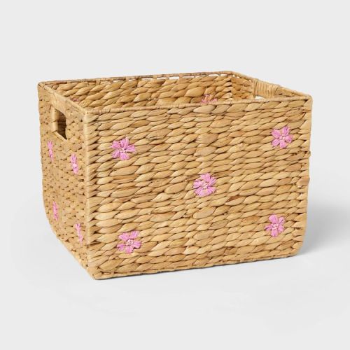Floral Kids' Natural Woven Square Basket - Pillowfort™