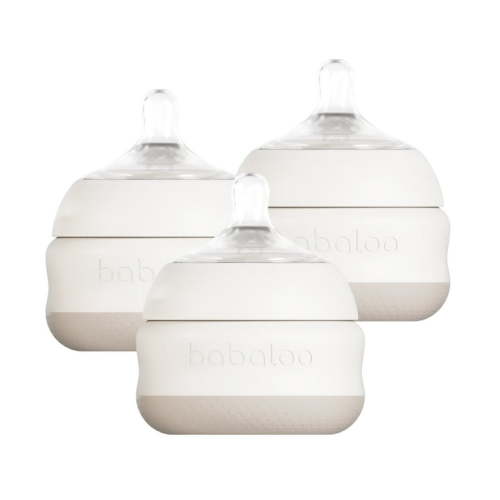 Babaloo Baby-Led Anti-Colic Bottles 3 Pack of 5 oz Bottles Creme – Slow Flow Nipples, BPA-Free Silicone