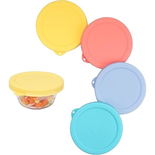 4 PCS Silicone Replacement Lids for Pyrex and Anchor Hocking Glass Custard Cups 6oz, Silicone Lids for Food Storage, Food Cover, Dishwasher Freezer Microwave Safe (Containers NOT Included)