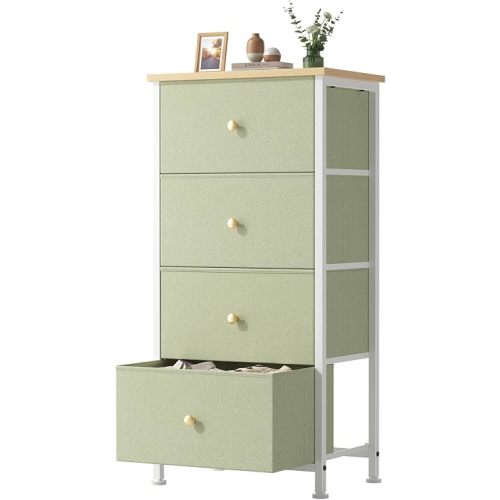 Sweetcrispy 4 Drawer Fabric Dresser Storage Tower Nightstand Chest