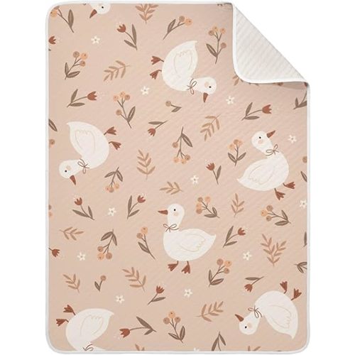 Qilmy Cute Goose Flowers Baby Blanket for Boys Girls Kids with Soft Cotton, Cute Cozy Warm Nursery Receiving Swaddle Blanket for Toddler Infant Crib, 30 x 40 Inch