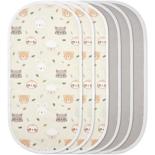 TILLYOU Waterproof Changing Pad Liners 6 Pack, 100% Cotton Reusable Cloth Diaper Liners, Pet