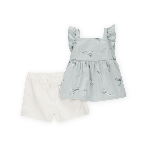 Baby 2-Piece Flutter Tank & Pull-On Short Set - Blue/White - Carter's | Carter's
