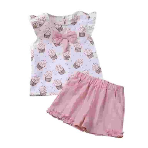 Icvfdpl Toddler Outfits For Girls Spring Print Cotton Sleeveless Tops Shorts Clothes Girl Outfit Fashion 5-6 Years