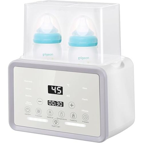 Baby Bottle Warmer All Bottles Water Bath Warming 48H Constant Thermostat Mode, 10-in-1 Milk Warmer Steamer, Preset, Defrost, Double Bottle Warmer Twins for Breastmilk Formula, Heat Baby Food