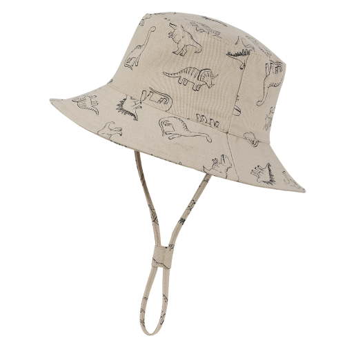 Zando Toddler Baby Sun Bucket Hat Babys Cotton Wide Brim Sun Hats Adjustable Sunscreen Caps Dinosaur Khaki 3-6 Months