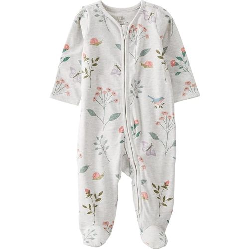 little planet by carter's unisex-baby Sleep and Play made with Organic Cotton, Botanical Butterfly Print, 6M