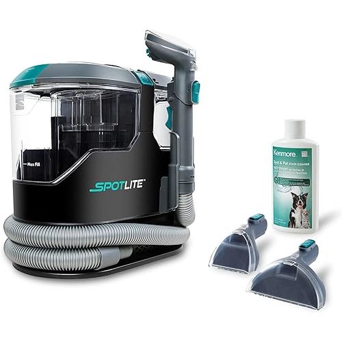 Kenmore KW2001 SpotLite Portable Carpet Spot Cleaner & Pet Stain Remover, 17Kpa Powerful Suction with Versatile Tools for Upholstery, Couches, Car and Auto Detailer, Gray