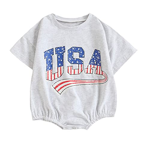 Twopumpkin 4th of July Baby Boy Girl Outfit Newborn Toddler Bubble Romper Retro Fourth Of July Clothes