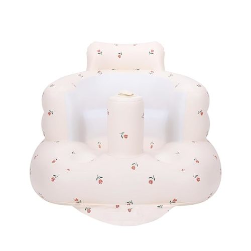 AirSwim Inflatable Baby Chair, Inflatable Baby Seat for Babies 3 Months and Up, Summer Blow Up Chair with Built in Air Pump, Infant Floor Seats for Learning to Sit, Palying, Camping, Tulip
