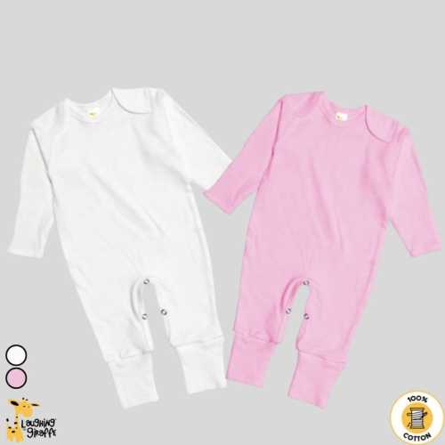 Laughing Giraffe Baby Blank Long Sleeve Sleep and Play PJ w/ Mittens & Footie 100% Cotton Personalize Custom Embroidery Screen Printing