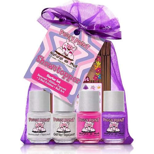 Piggy Paint | 100% Non-Toxic Girls Nail Polish | Safe, Cruelty-free, Vegan, & Scented for Kids | Showstopper Starter Set