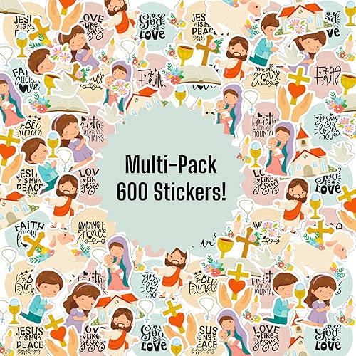300/600 Christian Stickers, Religious Stickers for Kids, Prayer Board Supplies, Christian Party Favors for Kids, Kids Christian Stickers, Jesus Stickers (600)