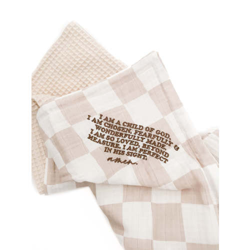 I am a Child of God Checker Waffle Blanket – OUR HOUSE ABOVE