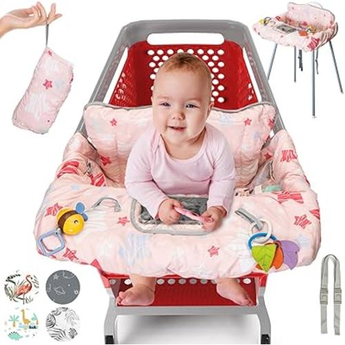 Shopping Cart Cover for Baby PILLANI, High Chair Cover for Restaurant Seat, Grocery Cart Cover for Baby Girl/Boy, Cotton Buggy Covers for Babies, Toddler Shopping Cart Cover, Cart Hammock for Infant