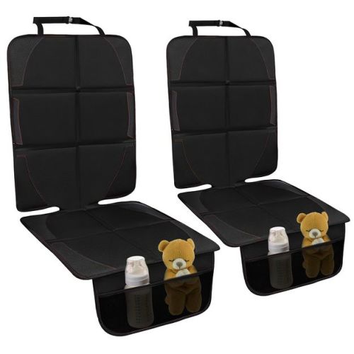 Imountek"2-pack Car Seat Protector Mats With Thick Padding, Non-slip, Mesh Pockets For Child Safety"black