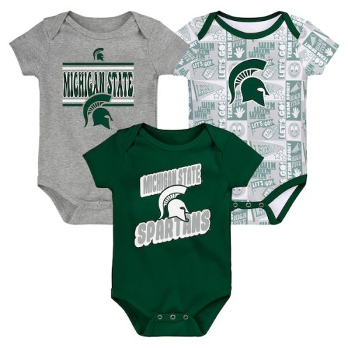 Michigan State Spartans Newborn Sunday Comics 3-Pack Bodysuit Set - Green