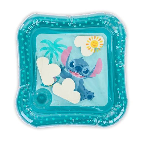 Bright Starts Disney Baby Stitch Water Mat, Making Waves Tummy Time Play Mat, 3 Floating Toys, Newborn+
