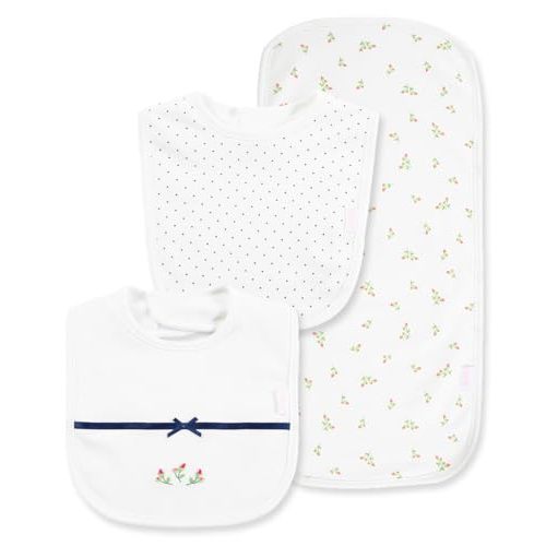 Little Me Baby Boys and Girls 100% Cotton 3-Piece Bib and Burp Sets, 2 Bibs and 1 Burp Cloth